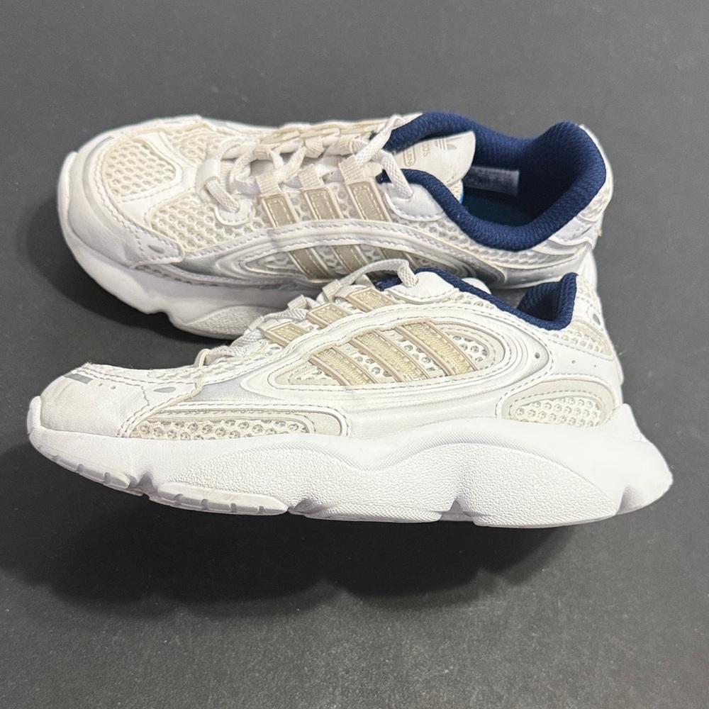 Adidas Kids Cream and Navy Sneakers